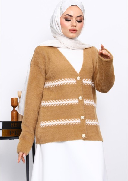 Vizon V Yaka Angora Yumoş Hırka