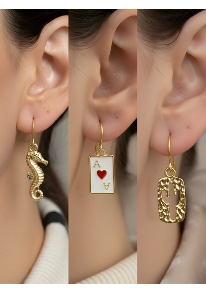 Trend Sembol Figürlü 3’lü Kadın Küpe Set