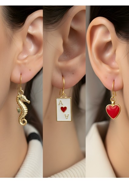 Trend Sembol Figürlü 3’lü Kadın Küpe Set