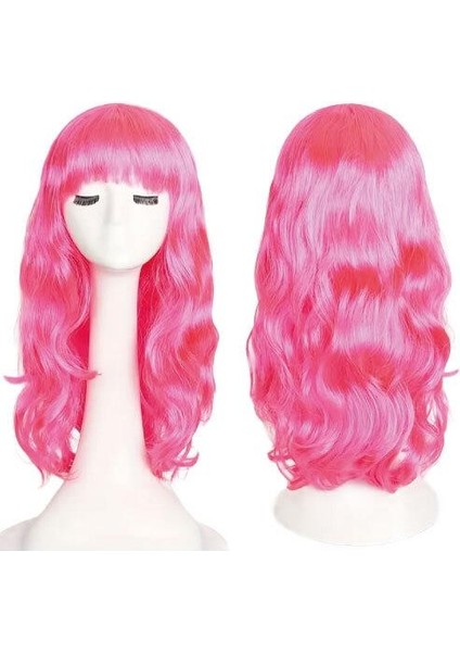 Peruk Saç Uzun Kahküllü 50 cm Pembe modelleri