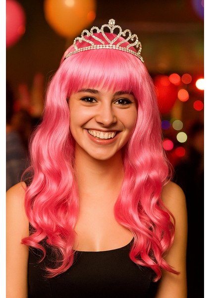 Peruk Saç Uzun Kahküllü 50 cm Pembe fırsatları