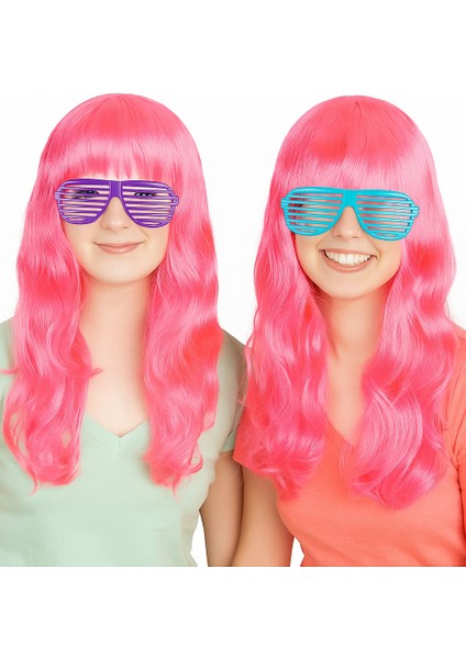 Peruk Saç Uzun Kahküllü 50 cm Pembe