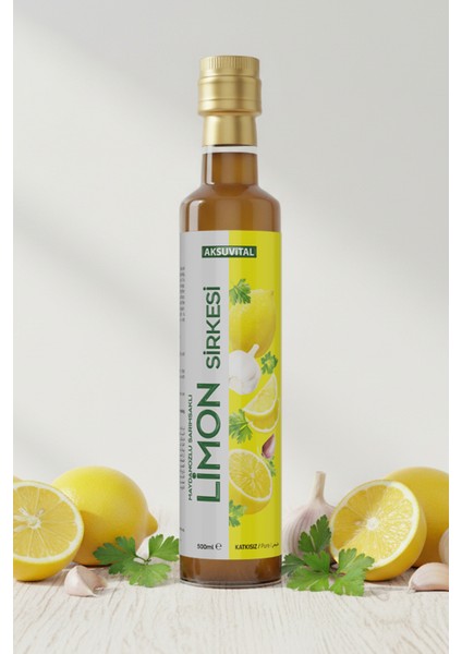 Limon Sirkesi (Maydonoz ve Sarımsaklı) 500 ml - Katkısız, Doğal Fermantasyon