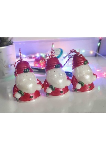 3'lü Çok Renkli Noel Baba Mum Seti, Sıcak ve Neşeli Atmosfer Yaratır