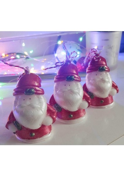 3'lü Çok Renkli Noel Baba Mum Seti, Sıcak ve Neşeli Atmosfer Yaratır modelleri