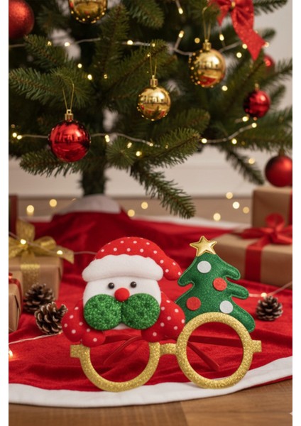 Kırmızı Yılbaşı Parti Gözlüğü – Noel Baba ve Çam Ağacı Desenli Eğlence Aksesuar fiyatları