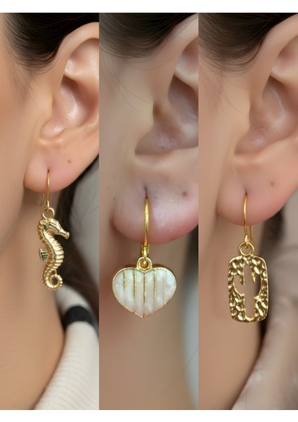 Trend Sembol Figürlü 3’lü Kadın Küpe Set