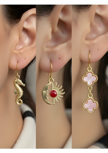 Trend Sembol Figürlü 3’lü Kadın Küpe Set