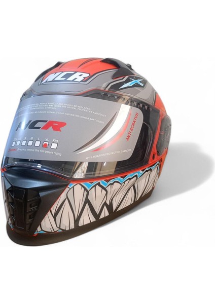 Kask Kapalı Visörlü M69 ECE22-06 Belgeli Turuncu