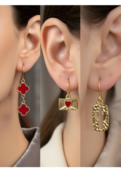 Trend Sembol Figürlü 3’lü Kadın Küpe Set