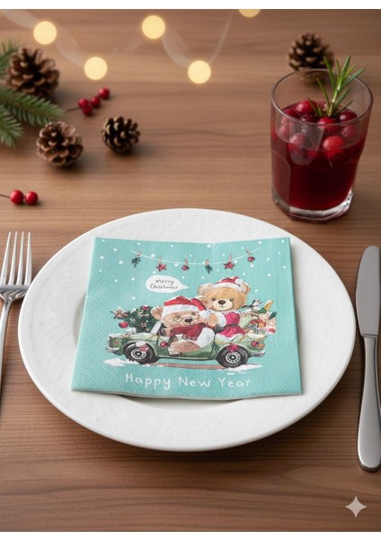 Yılbaşı Noel Christmas Desenli 20 Adet Kağıt Servis Peçete fiyatları
