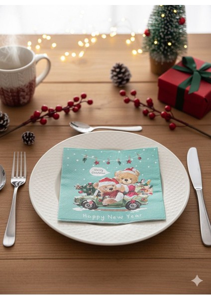 Yılbaşı Noel Christmas Desenli 20 Adet Kağıt Servis Peçete modelleri