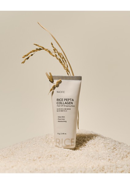 Rice Pepta Collagen Peel-Off Wrapping Mask , Peptit + Kolajen + Pirinç Özü , Sıkılaştırıcı & Nemlendirici Jel Maske