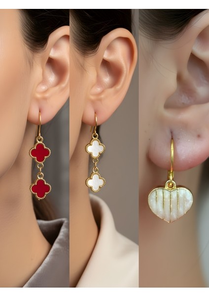 Trend Sembol Figürlü 3’lü Kadın Küpe Set