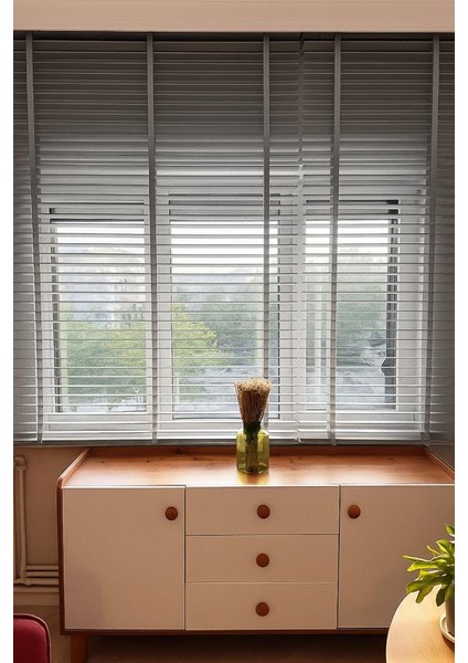 Gri Renk Gerçek Ahşap Jaluzi 50MM Zincirli Redüktörlü Kurdelalı AJS1004 fiyatları