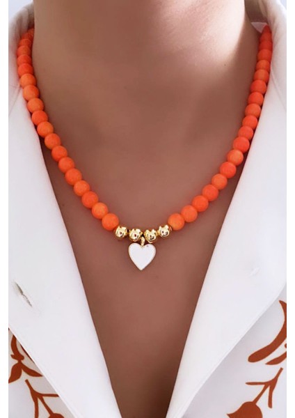 Kalp Uçlu Cam Boncuk Kolye