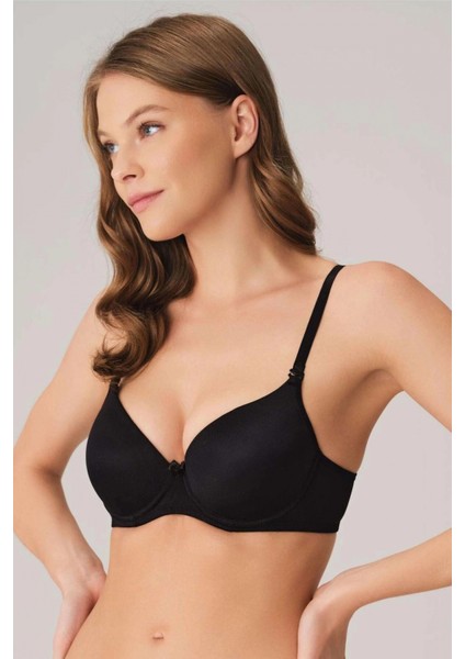 - Balenli Destekli Dolgulu Askıları Çıkabilen Günlük Klasik T-Shirt Sütyeni