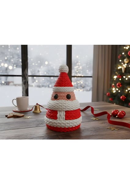 Beyaz Noel Baba Örgü Figür, Sevimli ve Şık Dekorasyon Aksesuarı