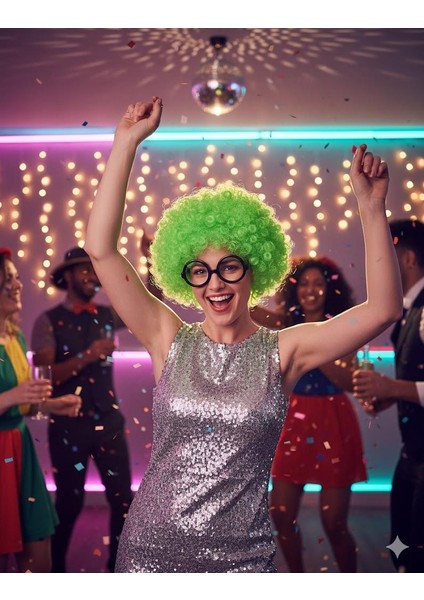 Peruk Kıvırcık Model Yeşil Astarlı Bonus Kafa Kaydırma Yapmaz