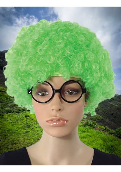 Peruk Kıvırcık Model Yeşil Astarlı Bonus Kafa Kaydırma Yapmaz