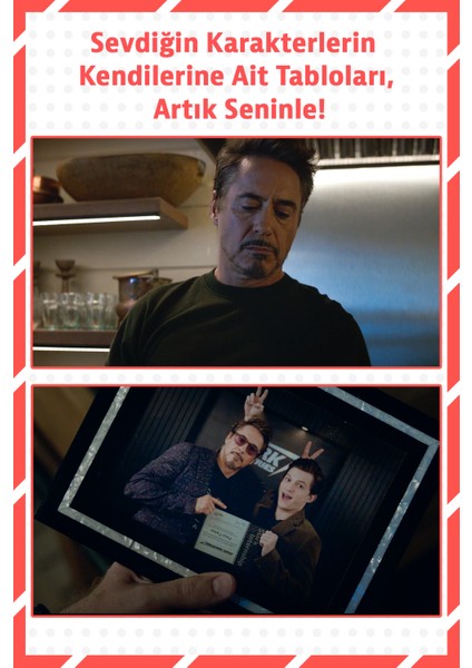 Avengers Yenilmezler Tony Stark & Peter Parker Ahşap Çerçeveli Tablosu – 13X18 fiyatları