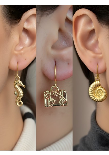 Trend Sembol Figürlü 3’lü Kadın Küpe Set