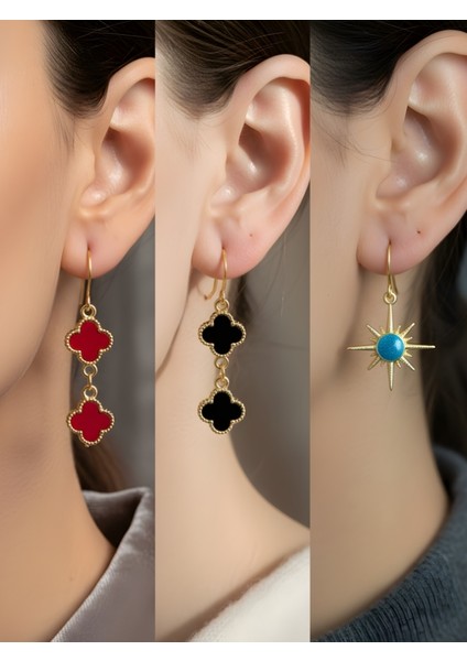 Trend Sembol Figürlü 3’lü Kadın Küpe Set