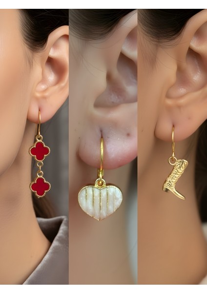 Trend Sembol Figürlü 3’lü Kadın Küpe Set