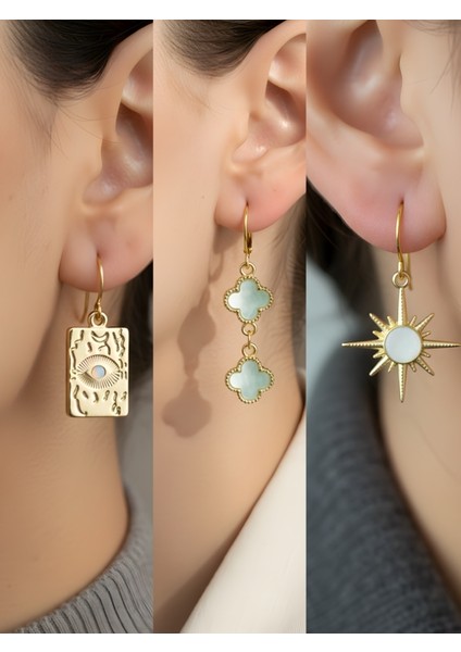 Trend Sembol Figürlü 3’lü Kadın Küpe Set