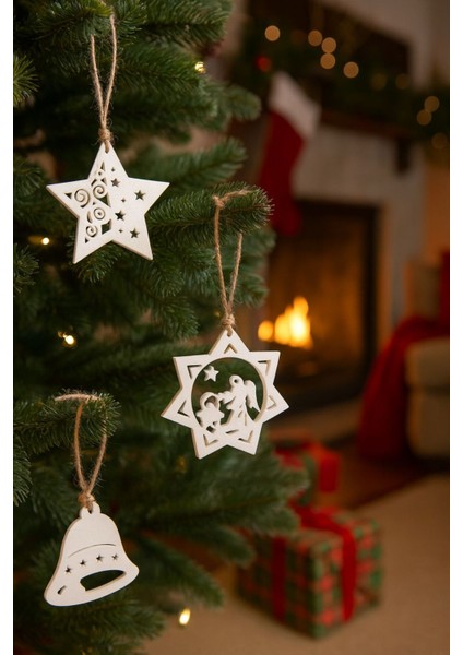 Beyaz 11 Parça Yılbaşı Ağacı Süs Seti, Şık Noel Dekorasyonu