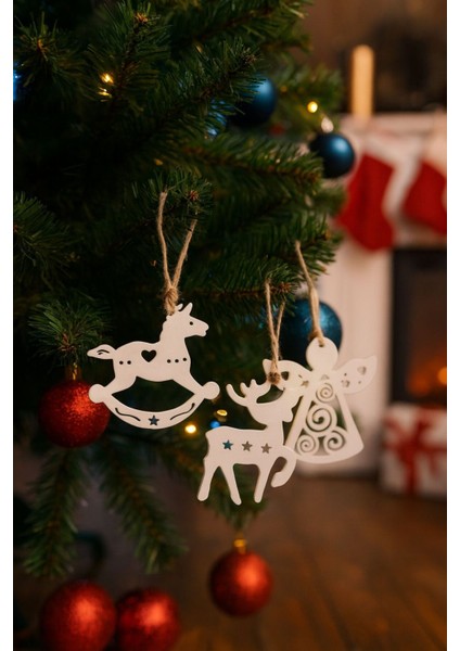 Beyaz 11 Parça Yılbaşı Ağacı Süs Seti, Şık Noel Dekorasyonu fırsatları