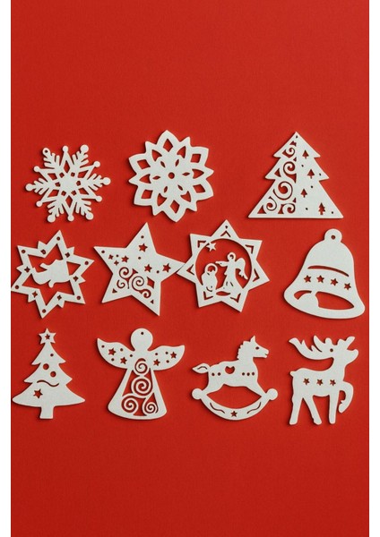 Beyaz 11 Parça Yılbaşı Ağacı Süs Seti, Şık Noel Dekorasyonu indirimleri