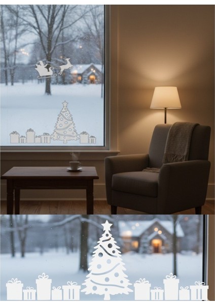 Yılbaşı Temalı Cam Sticker Seti, Hediye Paketleri ve Noel Baba Detayları