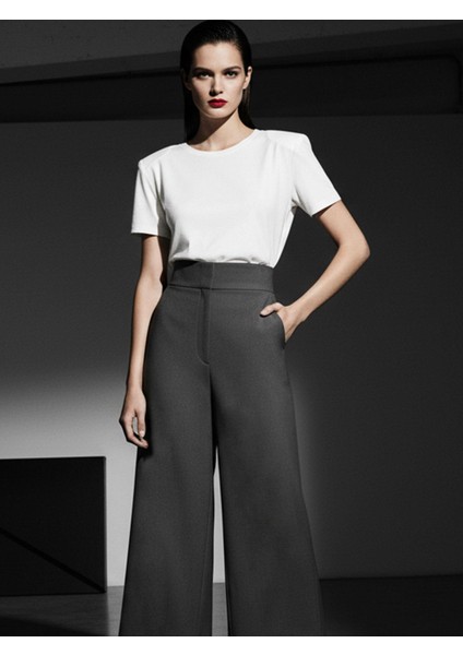 Ultra Yüksek Bel Culotte Pantolon - Gri