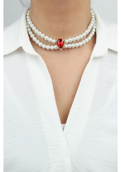 Damla Kristal Cam Inci Abiye Kolye