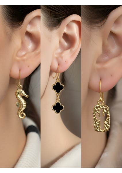 Trend Sembol Figürlü 3’lü Kadın Küpe Set