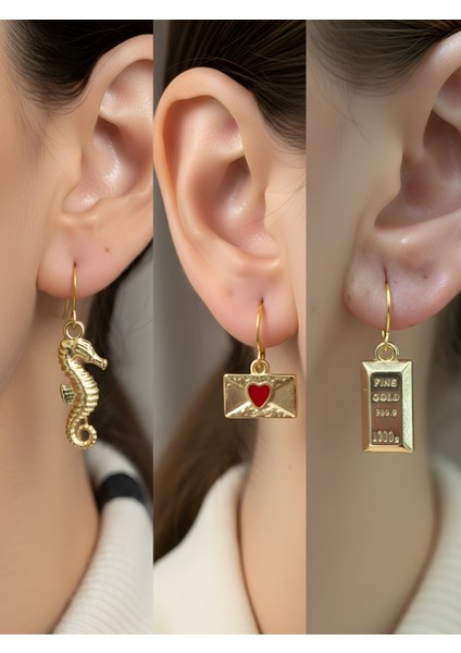 Trend Sembol Figürlü 3’lü Kadın Küpe Set