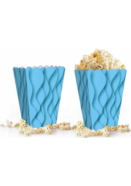 Mısır Kutusu Pop Corn Kutusu Dalgalı Mavi Desenli / 8 Parça fırsatları
