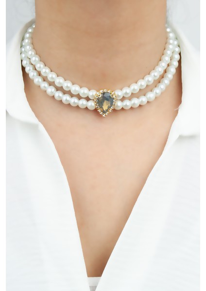 Damla Kristal Cam Inci Abiye Kolye fiyatları