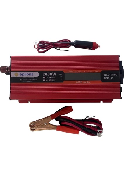 12V 2000W Modifiye Sınus Invertör 220V Dij Göstergeli Taşınabilir Güç Kaynağı ( Lisinya )