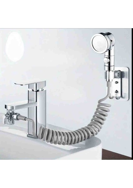 Spiral Hortumlu Ayarlanabilir Hareketli Banyo Mutfak Lavabo Musluk Başlığı Seti