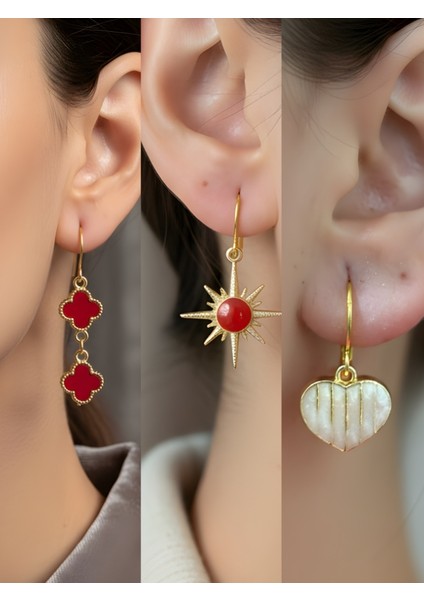 Trend Sembol Figürlü 3’lü Kadın Küpe Set