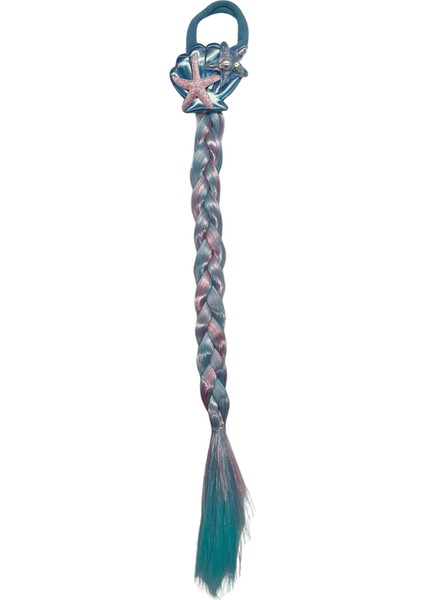 Mavi Lastik Tokalı Tek Örgü Peruk Saç Toka Deniz Kızı Tokası 38CM modelleri