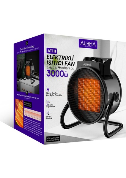 AT1H Elektrikli Isıtıcı Fan Gri | 3000W Hızlı Isınma, 3 Kademeli Ayar, Sessiz Ptc Isıtma Teknolojisi modelleri