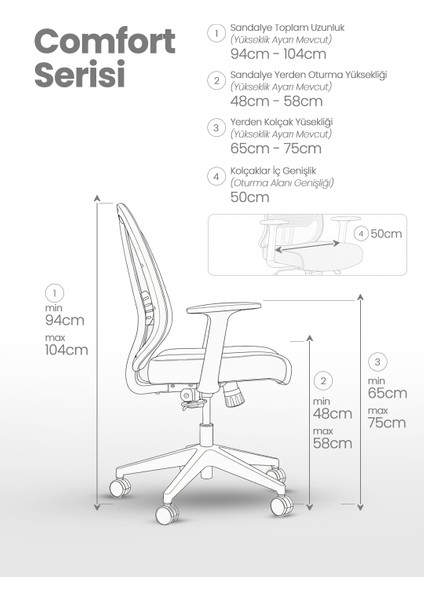 // Comfort Black Personal Ofis Çalışma Koltuğu