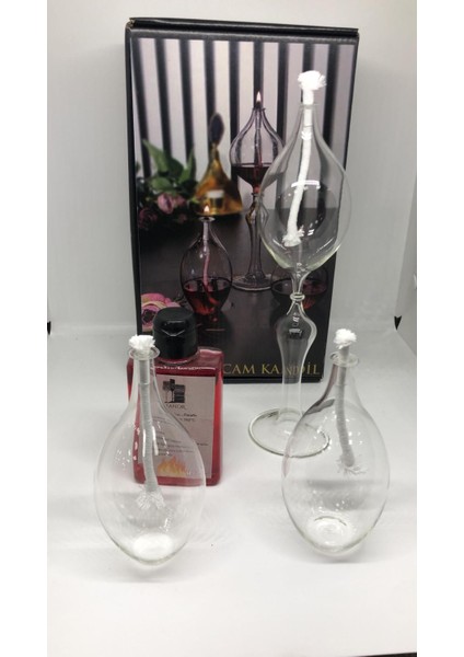 Üfleme Cam Kandil 3'lü Set+Kandil Yağ Hediyeli fiyatları