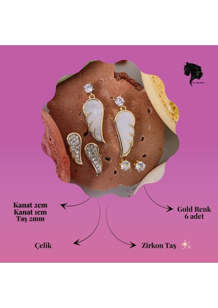 6'lı Kanat Sedefli Zirkon Taşlı Çelik Küpe Seti indirimleri