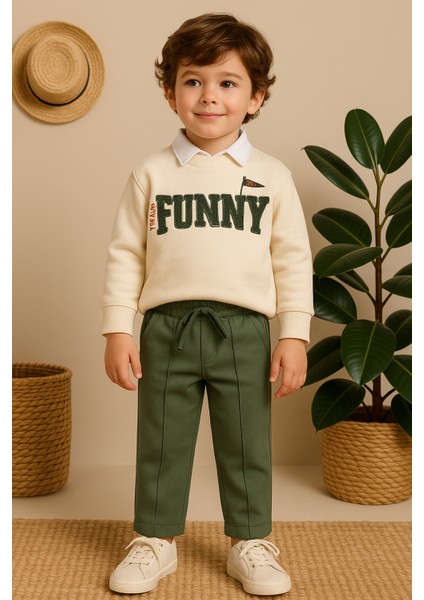 Erkek Bebek&çocuk Funny Nakışlı Sweatshirt Gömlek Pantolon Spor 3'lü Takım fiyatları