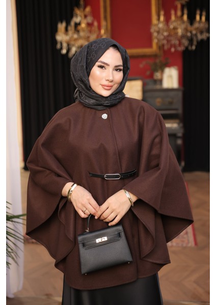 Kahverengi Kemerli Kaşe Panço indirimleri