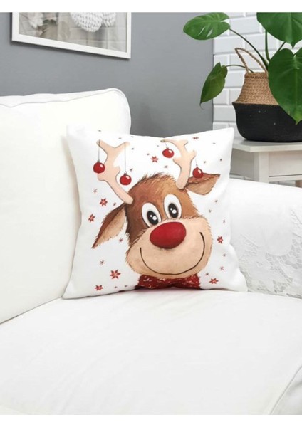 Çok Renkli Yılbaşı Yastık Kılıfı, Hediye Minder, Noel Dekorasyonu, Sevgiliye Özel, KR112